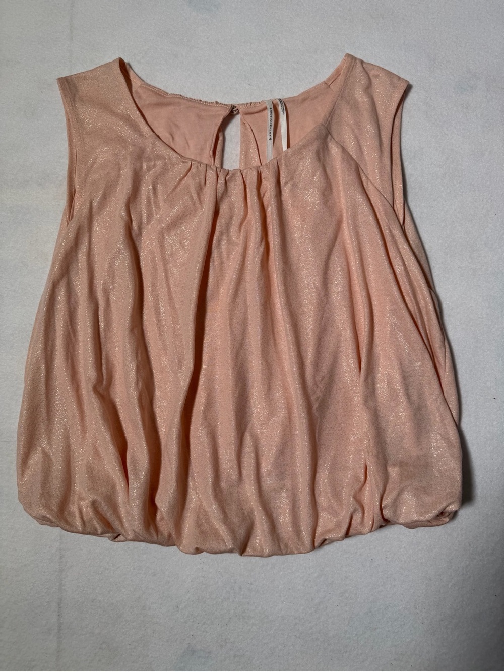 Anthropologie Peach Shimmer Sleeveless Bubble Hem Tank